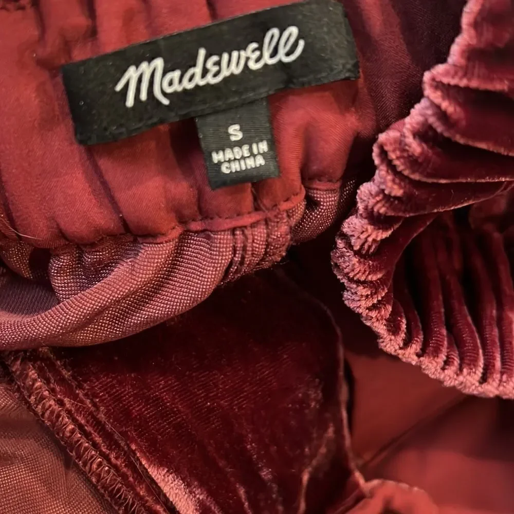 Madewell Velvet Tapered Pleat Pull-On Pants S